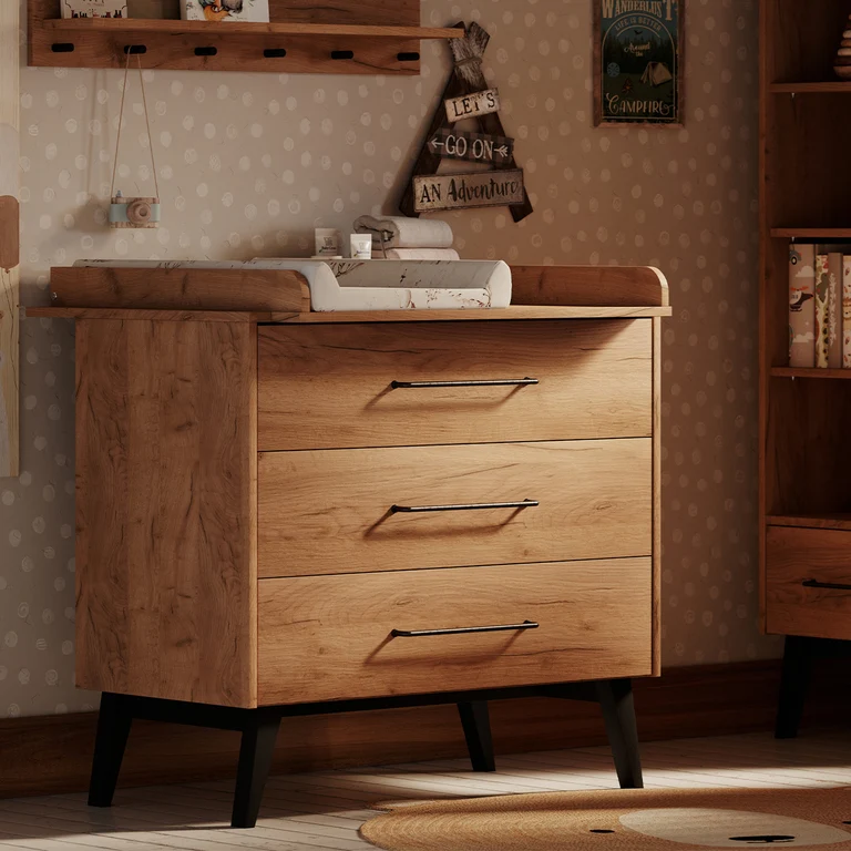 Commode 3 tiroirs Pinio Retro Bois