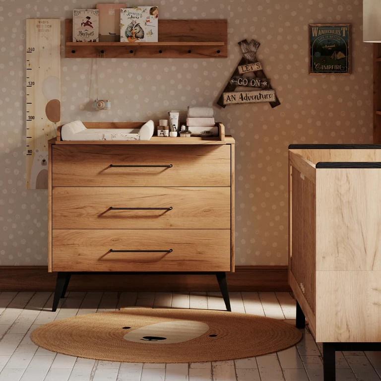 Commode 3 tiroirs et armoire 2 portes Pinio Retro Bois