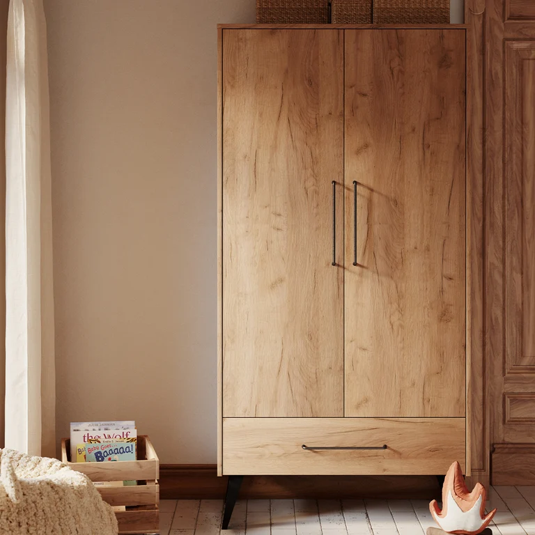 Commode 3 tiroirs et armoire 2 portes Pinio Retro Bois