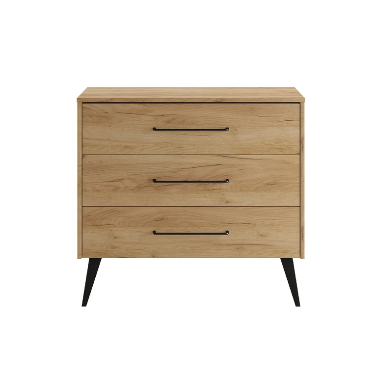 Lit évolutif 70x140 et commode 3 tiroirs Pinio Retro Bois