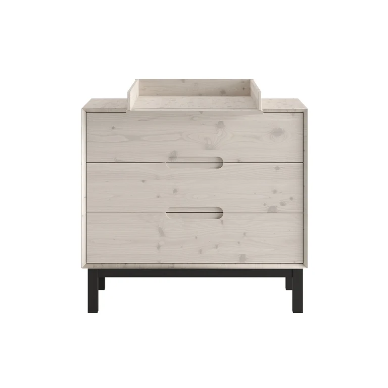Commode 3 tiroirs Pinio Country Bois blanchi