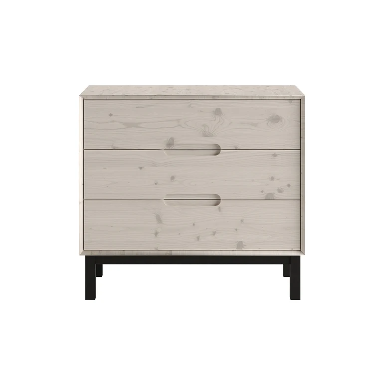 Commode 3 tiroirs et armoire 2 portes Pinio Country Bois blanchi