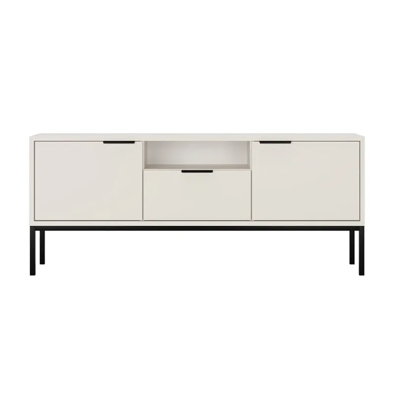 Meuble TV 135 cm Seattle Blanc Pieds noirs