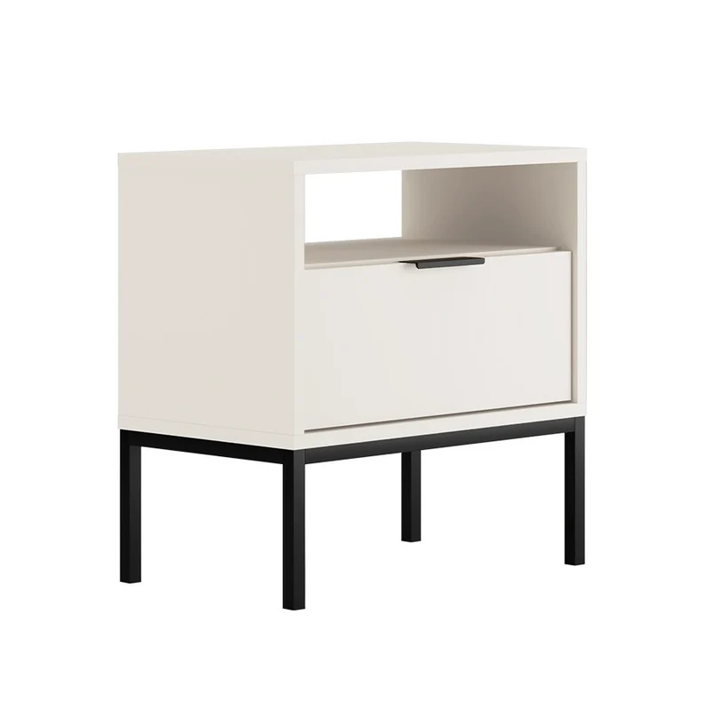Table de chevet Seattle Blanc Pieds noirs