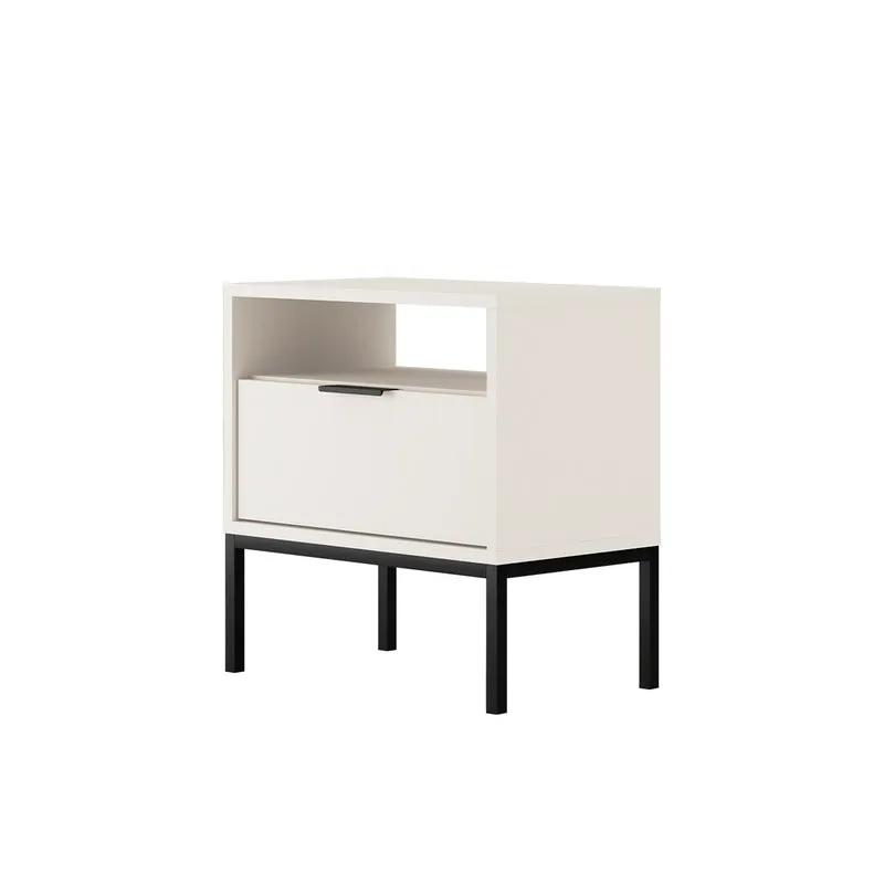 Table de chevet Seattle Blanc Pieds noirs