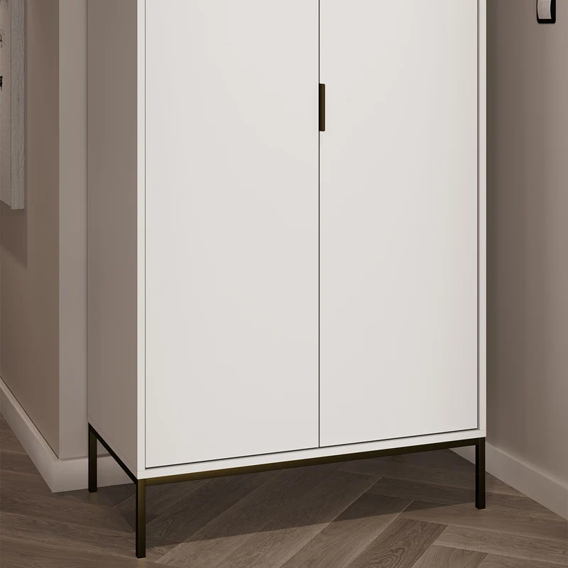Armoire 2 portes Seattle Blanc Pieds noirs