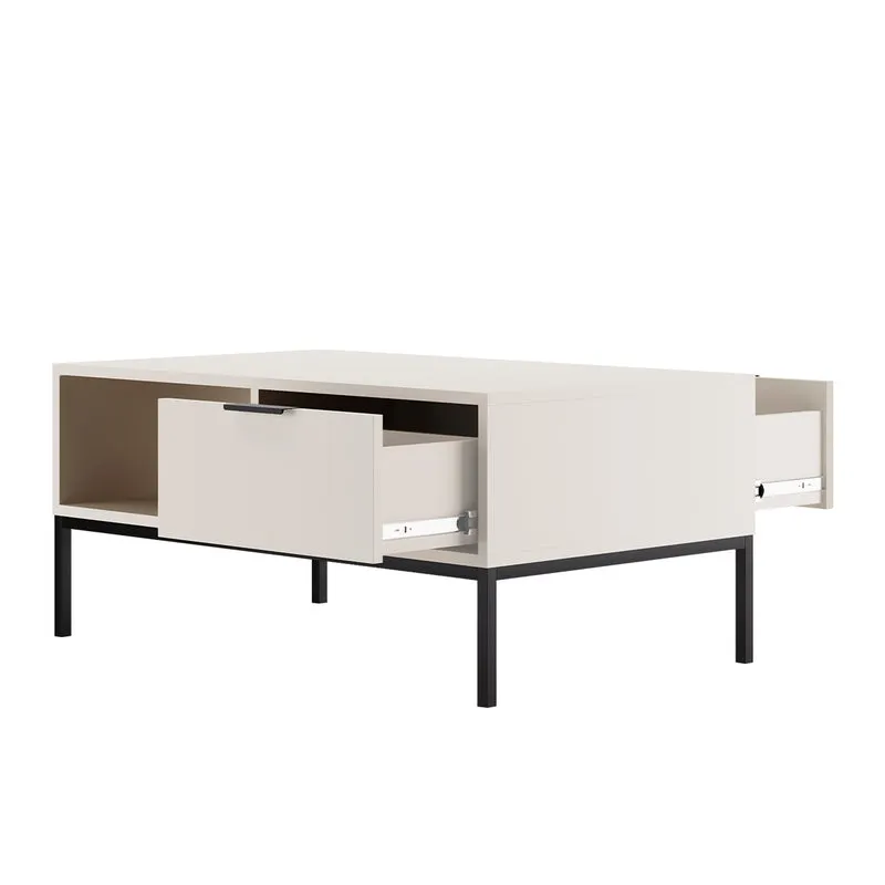 Table basse 100 cm Seattle Blanc Pieds noirs