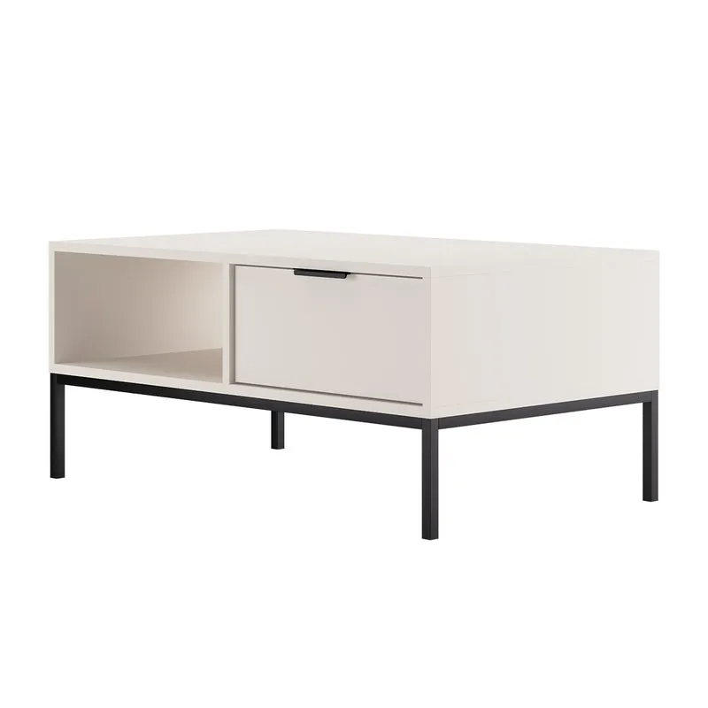 Table basse 100 cm Seattle Blanc Pieds noirs