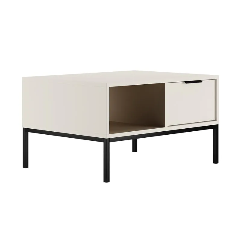 Table basse 80 cm Seattle Blanc Pieds noirs