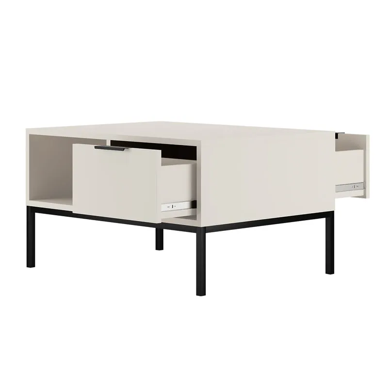 Table basse 80 cm Seattle Blanc Pieds noirs