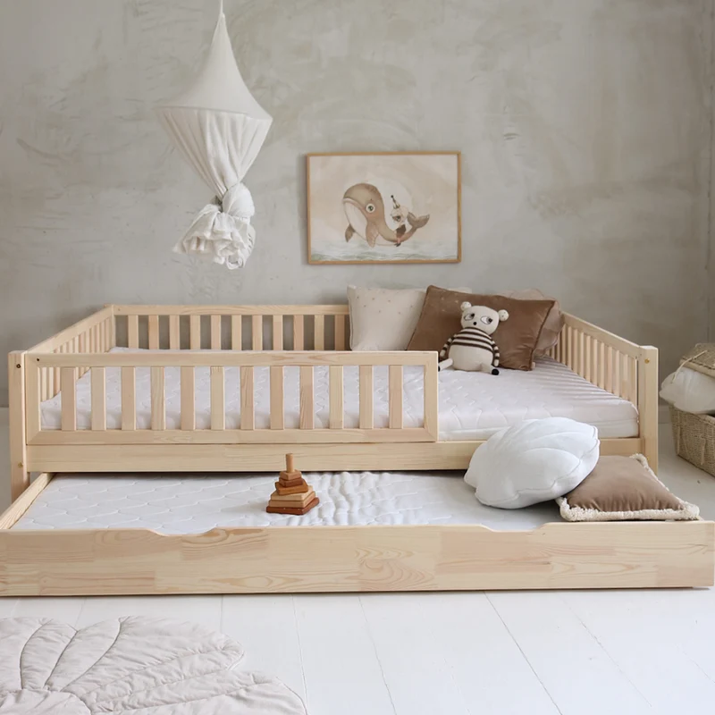 Lit 140x200 barrière sommier et tiroir inclus Agnès Bois