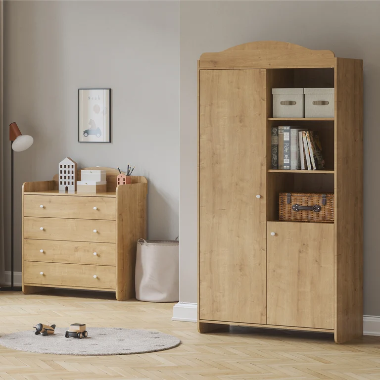 Commode à langer et armoire 2 portes Vox Megeve Bois