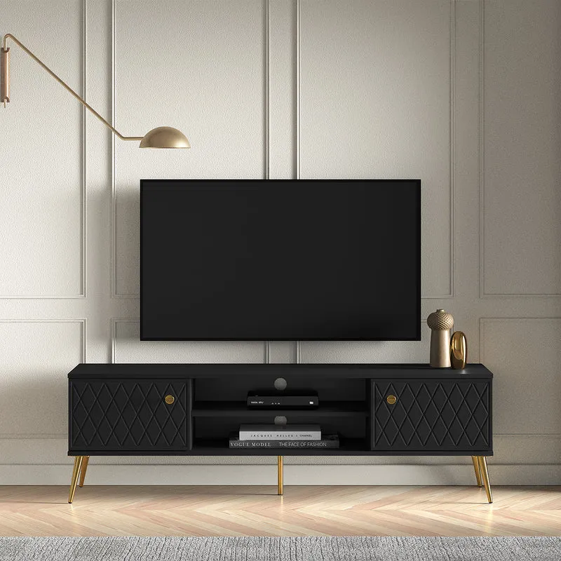 Meuble TV 2 portes 160 cm Manoé Noir