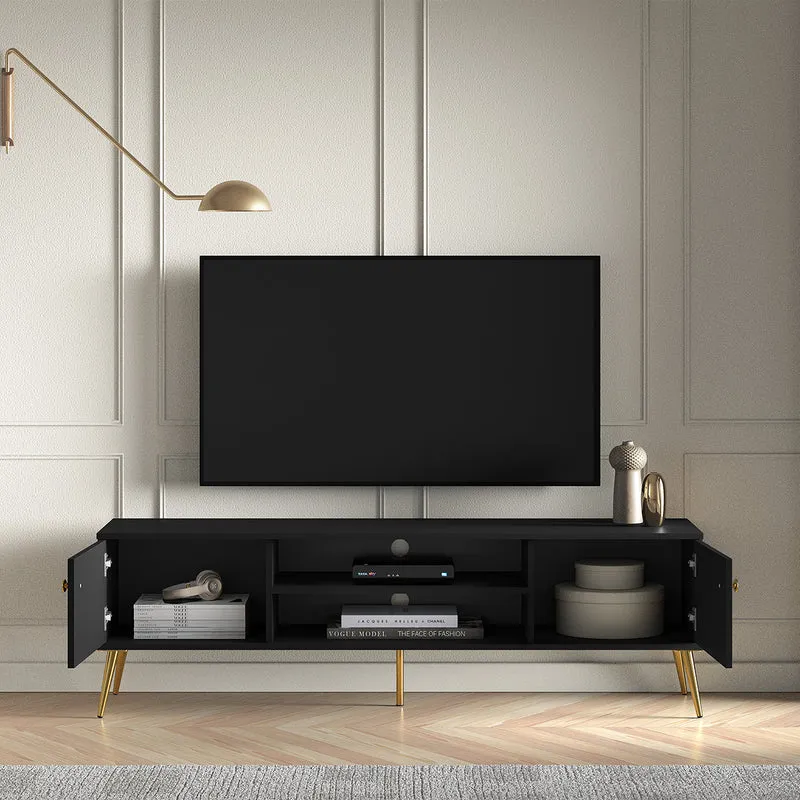 Meuble TV 2 portes 160 cm Manoé Noir