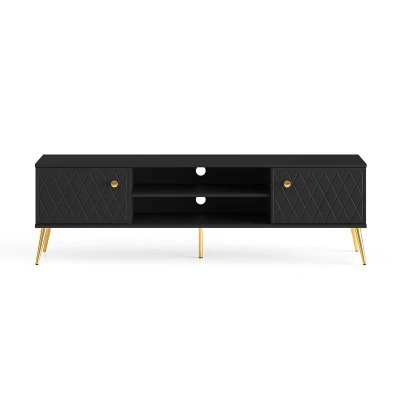 Meuble TV 2 portes 160 cm Manoé Noir
