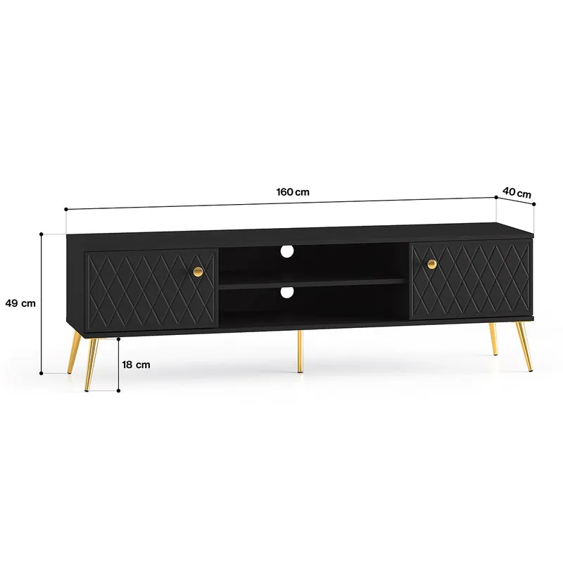 Meuble TV 2 portes 160 cm Manoé Noir