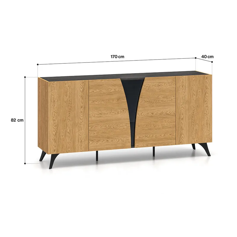 Buffet 5 portes Soah Bois et Noir