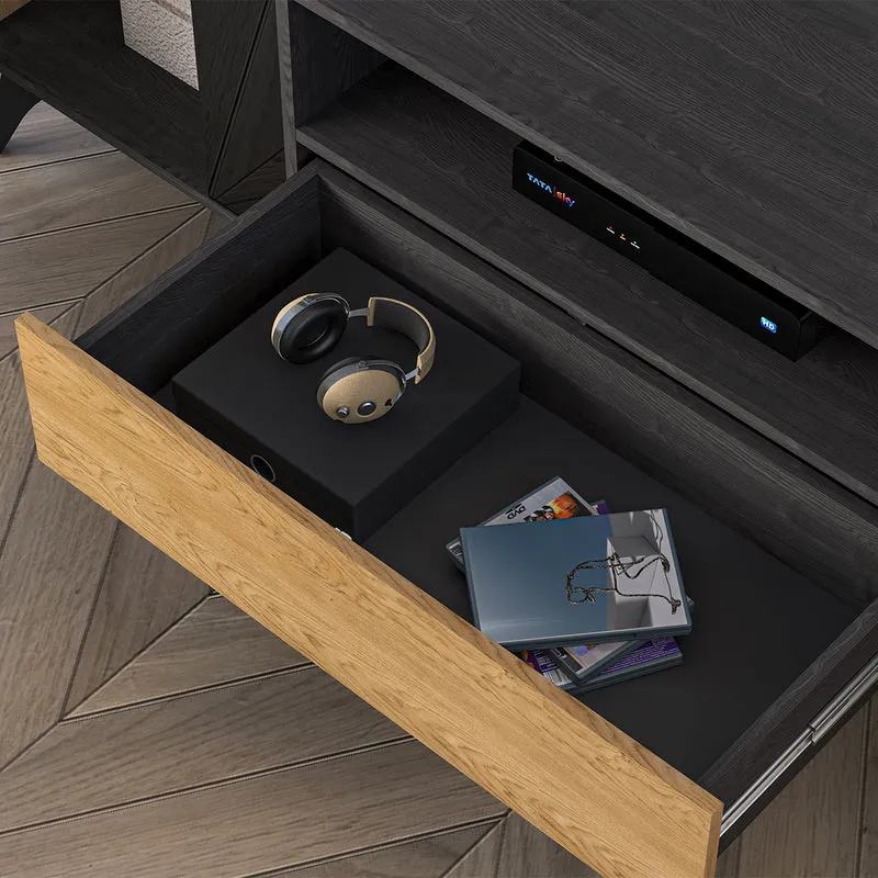 Meuble TV 2 portes 180 cm Soah Bois et Noir