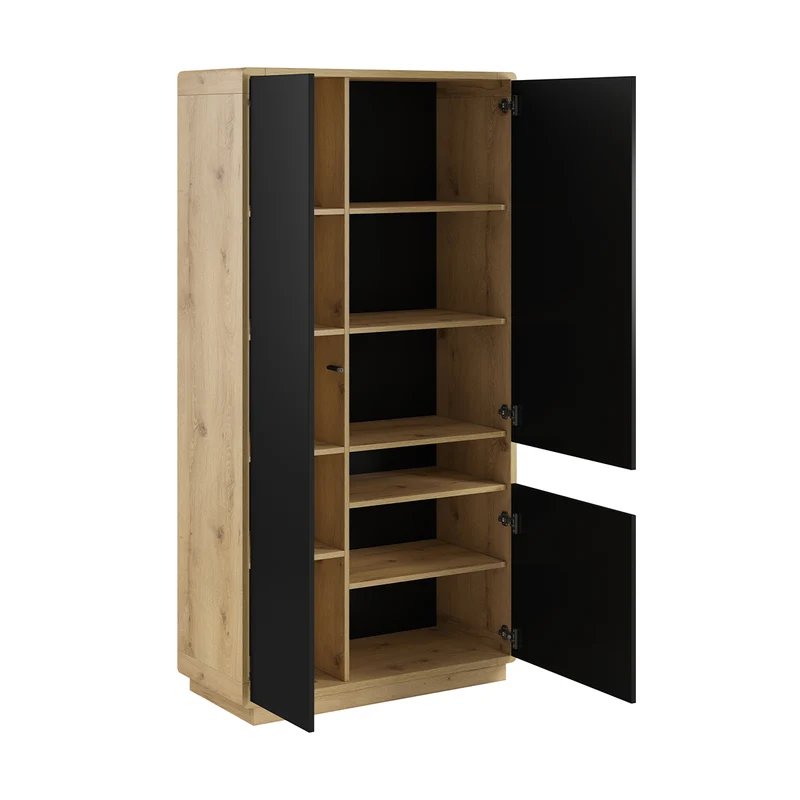 Armoire 3 portes Raven Noir et Bois