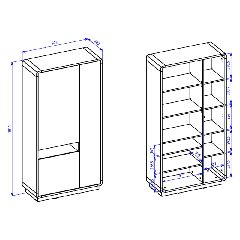 Armoire 3 portes Raven Noir et Bois