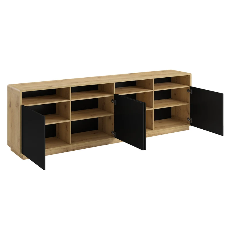 Buffet 4 portes Raven Noir et Bois
