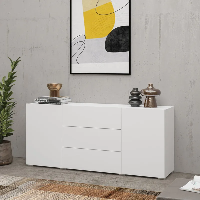 Buffet 2 portes 3 tiroirs Glora Blanc