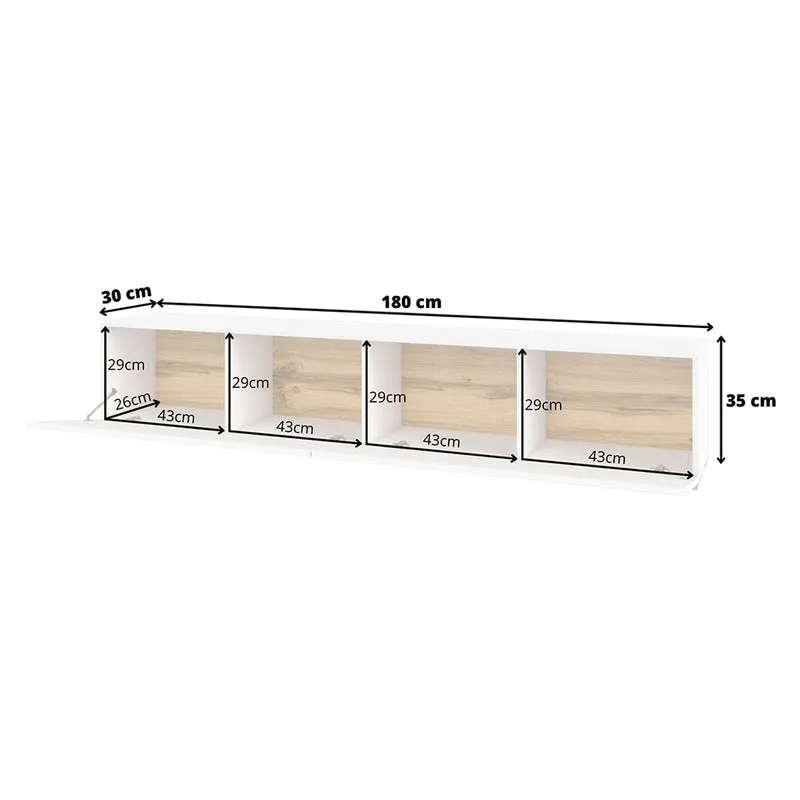Meuble TV 2 portes 180 cm Glora Blanc