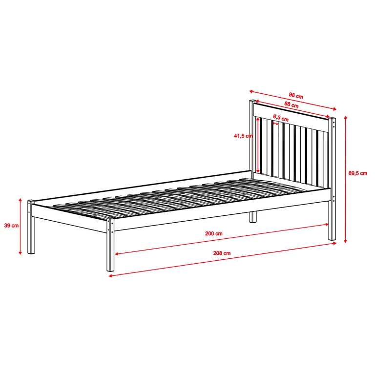 Lit 90x200 sommier inclus Marthe Blanc