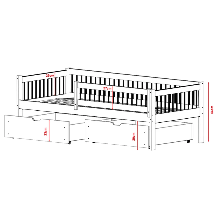 Lit 90x190 sommier et tiroirs inclus Edouard Bois