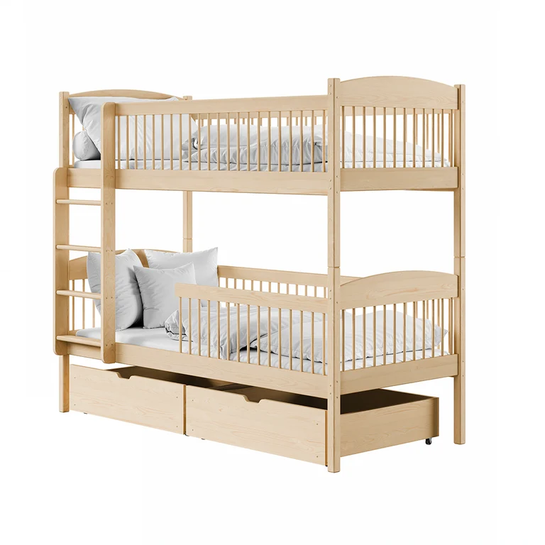 Lit superposé 90x200 sommiers et tiroirs inclus Ioana Bois