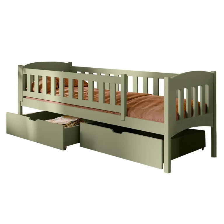 Lit 90x200 sommier et tiroirs inclus Samuel Olive