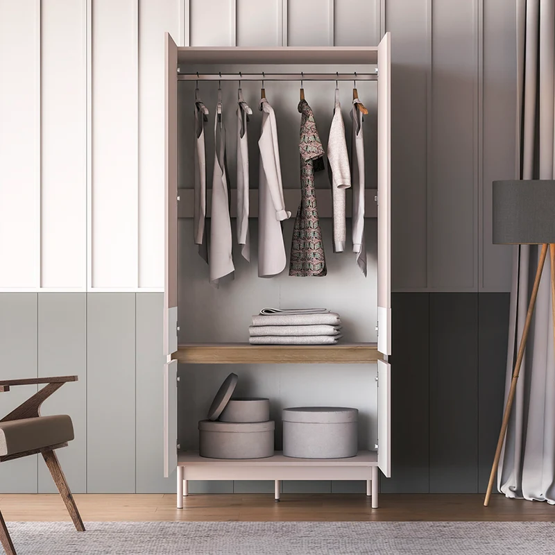Armoire 4 portes Connie Cachemire et Bois