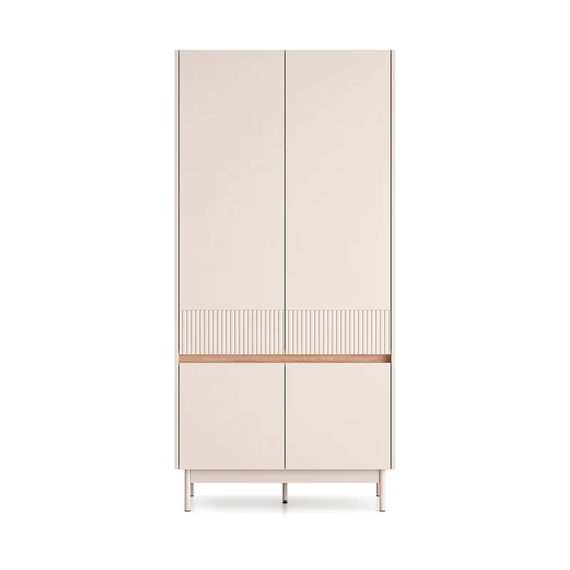Armoire 4 portes Connie Cachemire et Bois