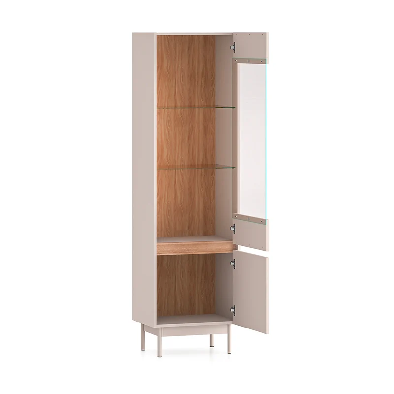 Vitrine 2 portes Connie Cachemire et Bois