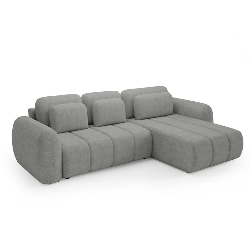 Canapé d'angle réversible et convertible 3 places avec coffre Cesar Gris clair