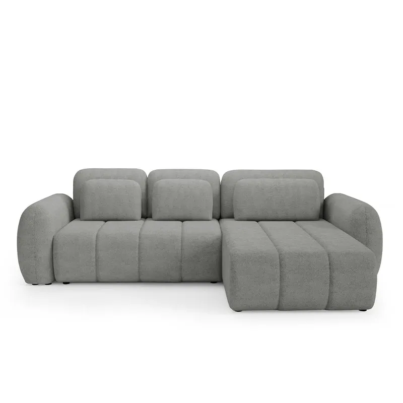 Canapé d'angle réversible et convertible 3 places avec coffre Cesar Gris clair