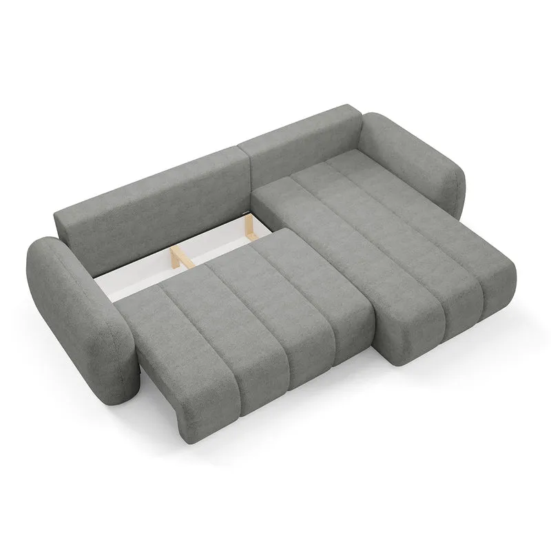 Canapé d'angle réversible et convertible 3 places avec coffre Cesar Gris clair
