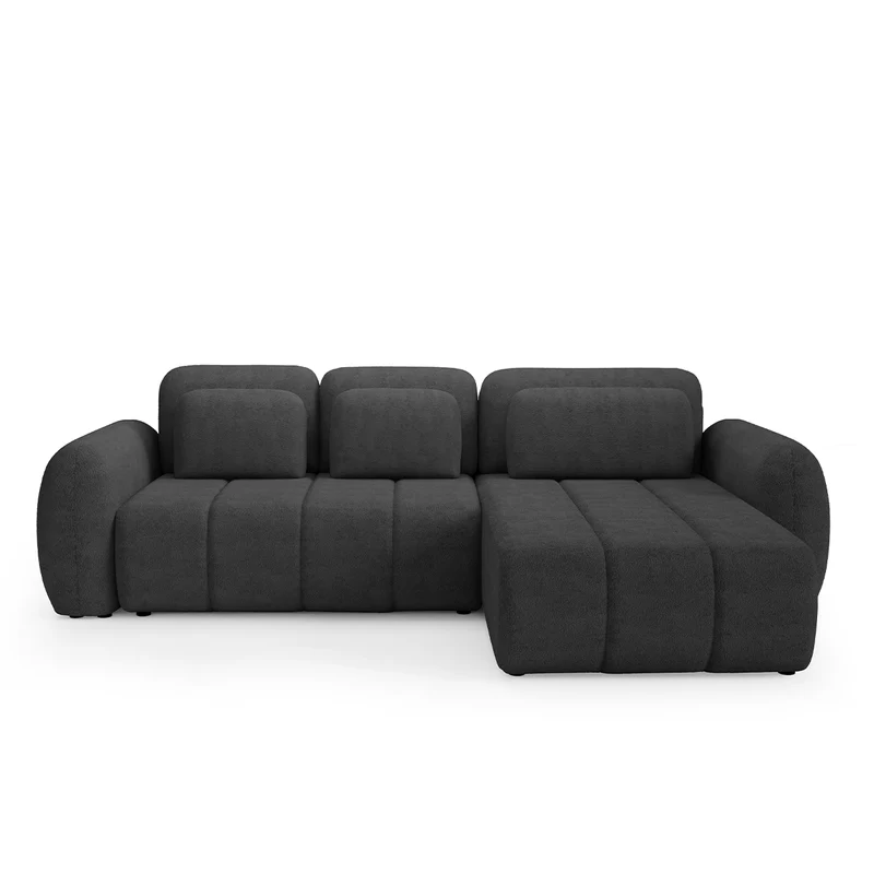 Canapé d'angle réversible et convertible 3 places avec coffre Cesar Gris foncé