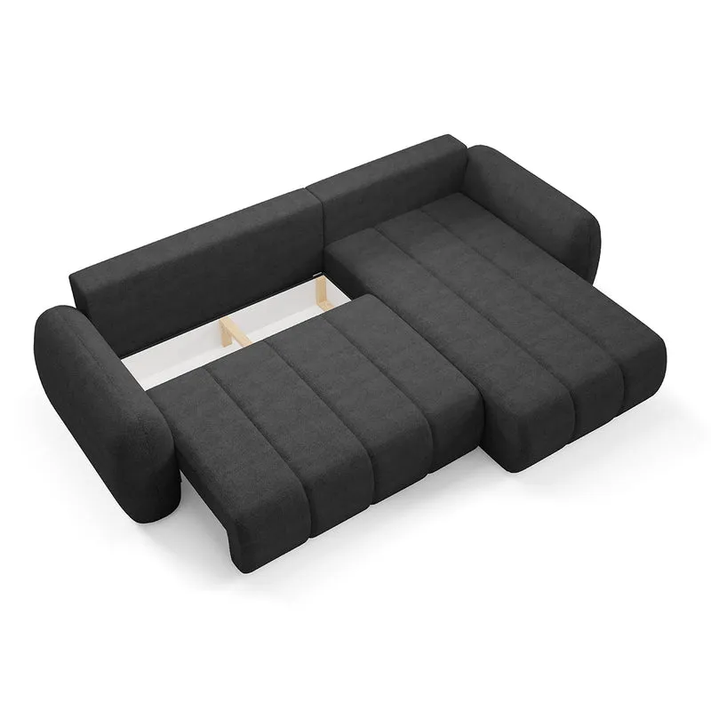 Canapé d'angle réversible et convertible 3 places avec coffre Cesar Gris foncé
