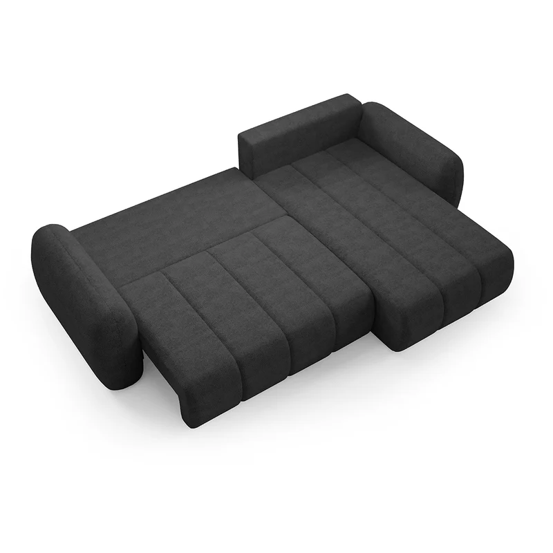 Canapé d'angle réversible et convertible 3 places avec coffre Cesar Gris foncé