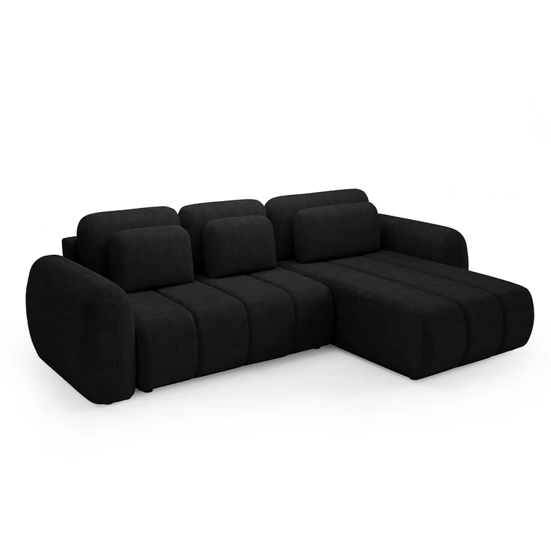 Canapé d'angle réversible et convertible 3 places avec coffre Cesar Noir