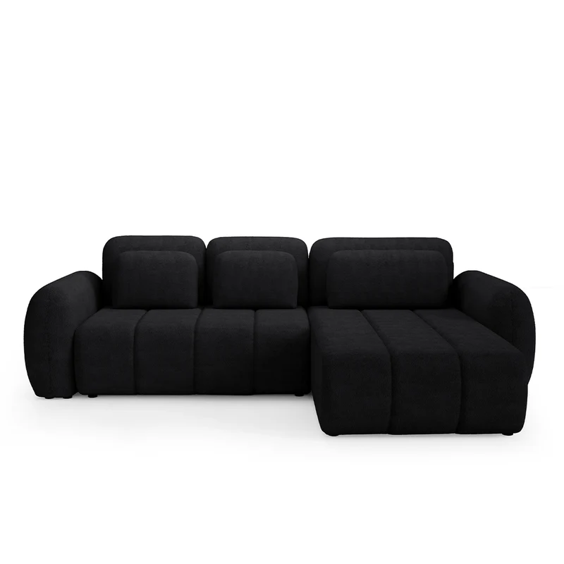 Canapé d'angle réversible et convertible 3 places avec coffre Cesar Noir