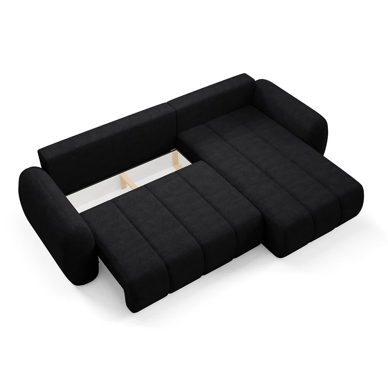 Canapé d'angle réversible et convertible 3 places avec coffre Cesar Noir