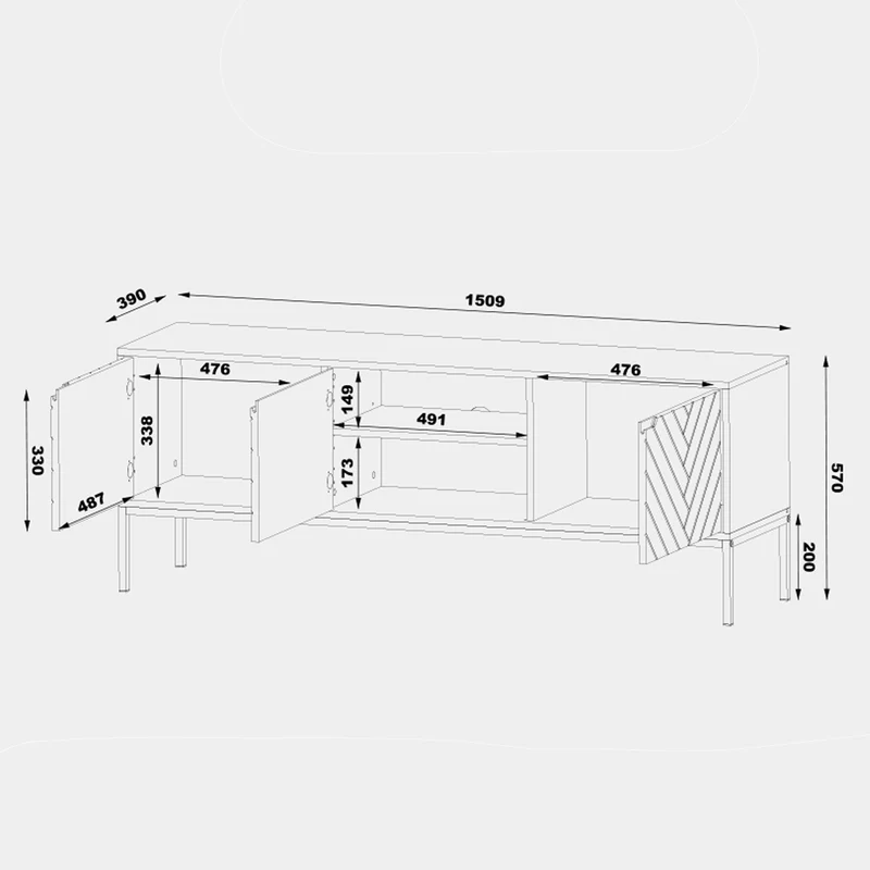 Meuble TV 3 portes 151 cm Daria Cachemire