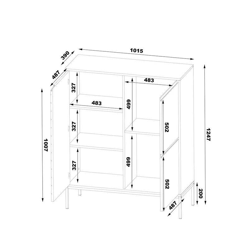 Buffet haut 3 portes Daria Blanc