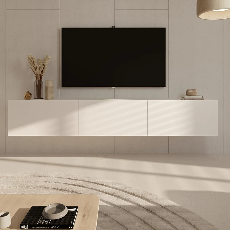 Meuble TV mural 3 portes 160 cm Idao Blanc