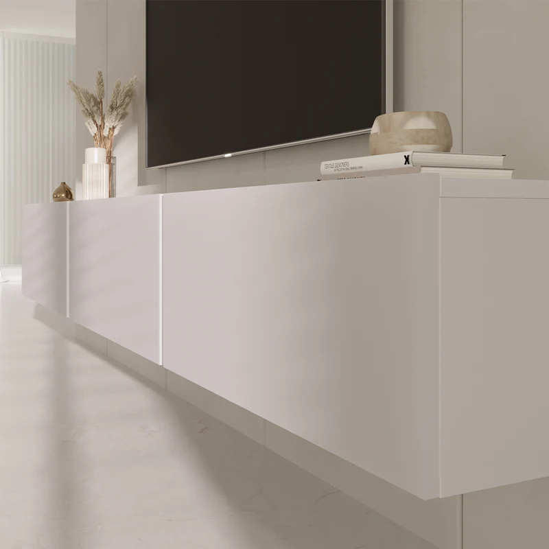 Meuble TV mural 3 portes 160 cm Idao Blanc