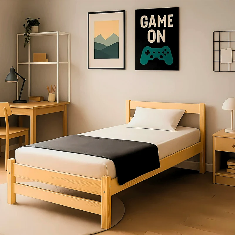 Lit 90x200 sommier inclus Kocot Kids Axel Bois