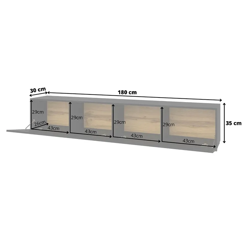 Meuble TV 2 portes 180 cm Glora Noir
