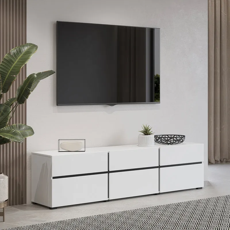 Meuble TV 3 portes 180 cm Lilia Blanc